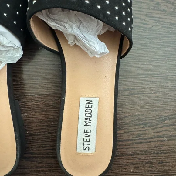 Steve Madden Women’s Black Multi Tempting Mules W/ Silver Studs - Picture 3 of 11